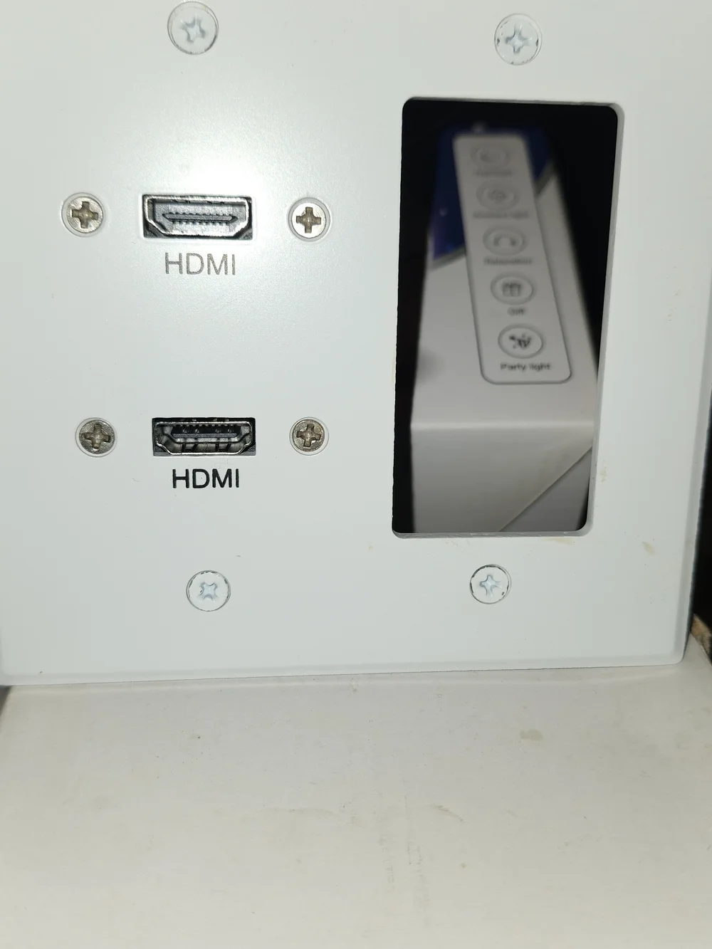 White Electronics Panel with Dual HDMI Ports